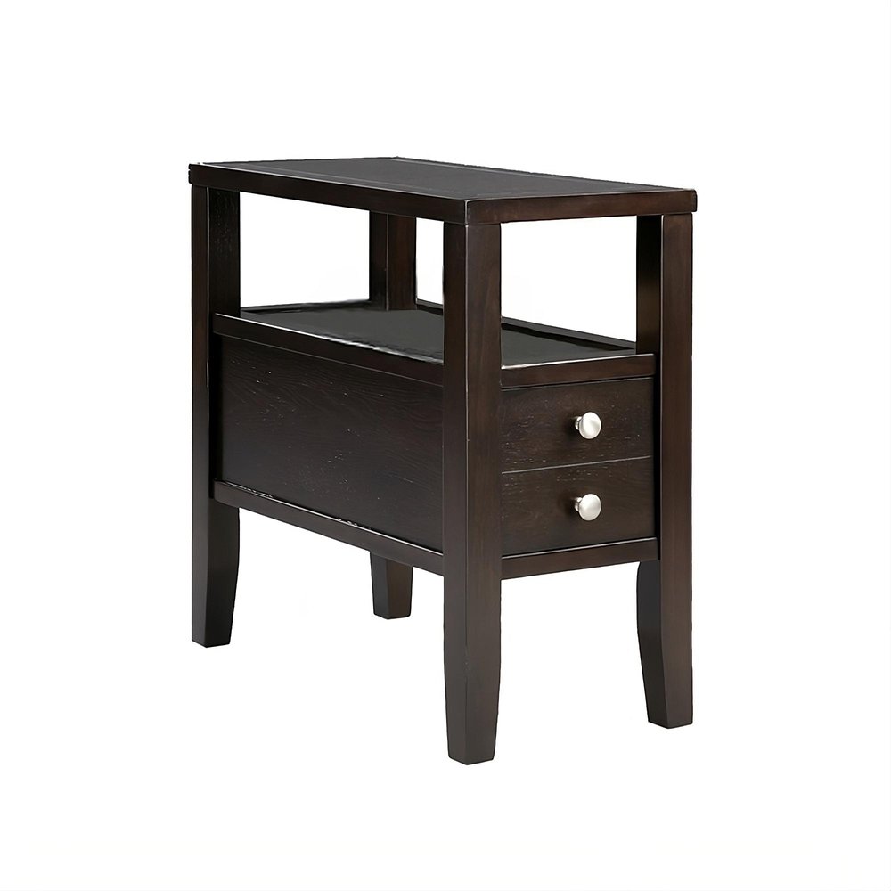24" Brown End Table With Two Drawers HomeRoots