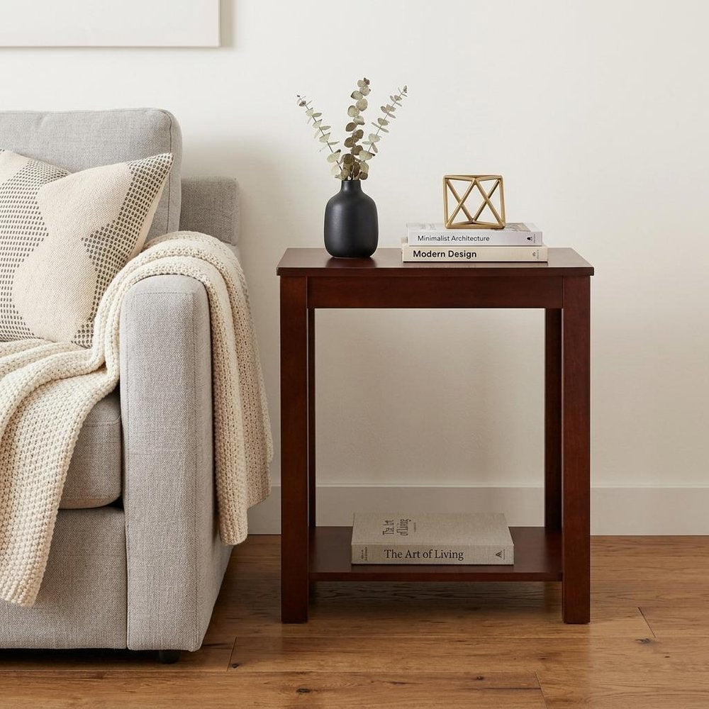 24" Brown End Table With Shelf HomeRoots