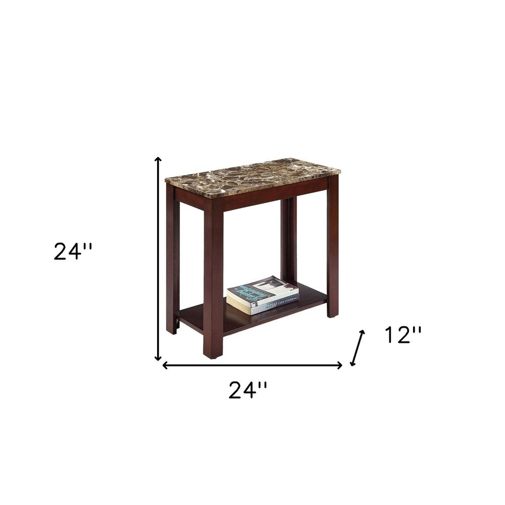 24" Brown End Table With Shelf HomeRoots