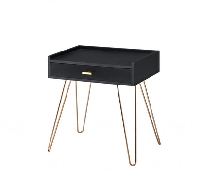 24" Gold And Black End Table With Drawer HomeRoots