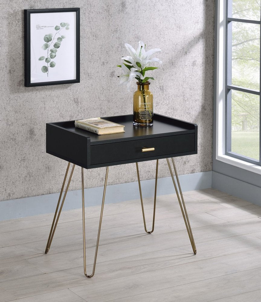 24" Gold And Black End Table With Drawer HomeRoots