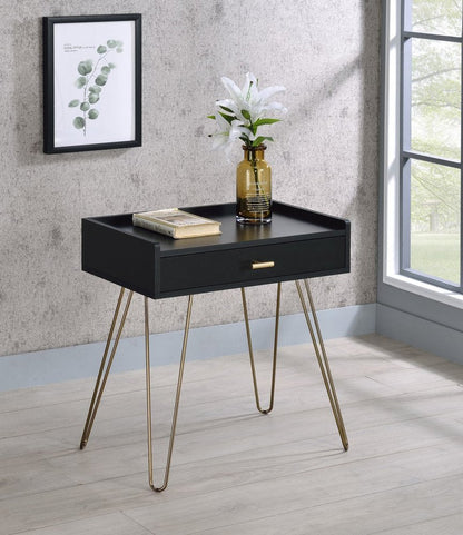 24" Gold And Black End Table With Drawer HomeRoots