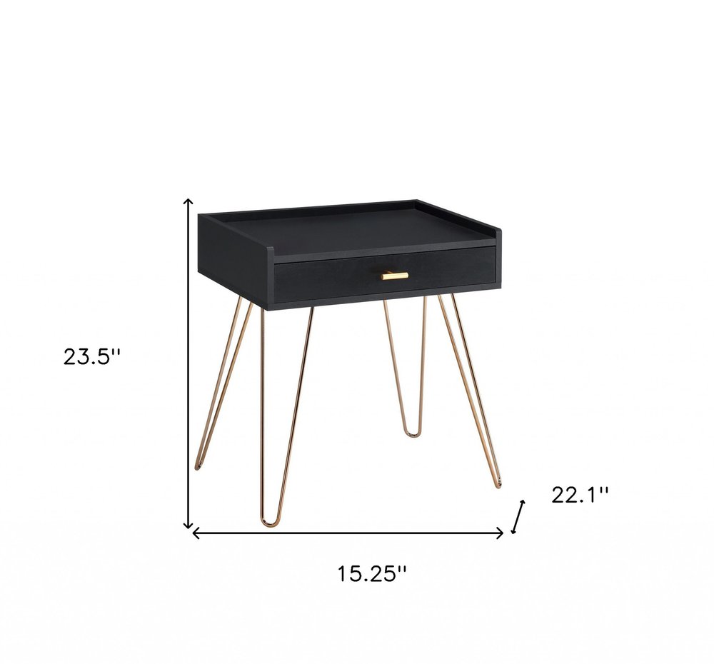 24" Gold And Black End Table With Drawer HomeRoots