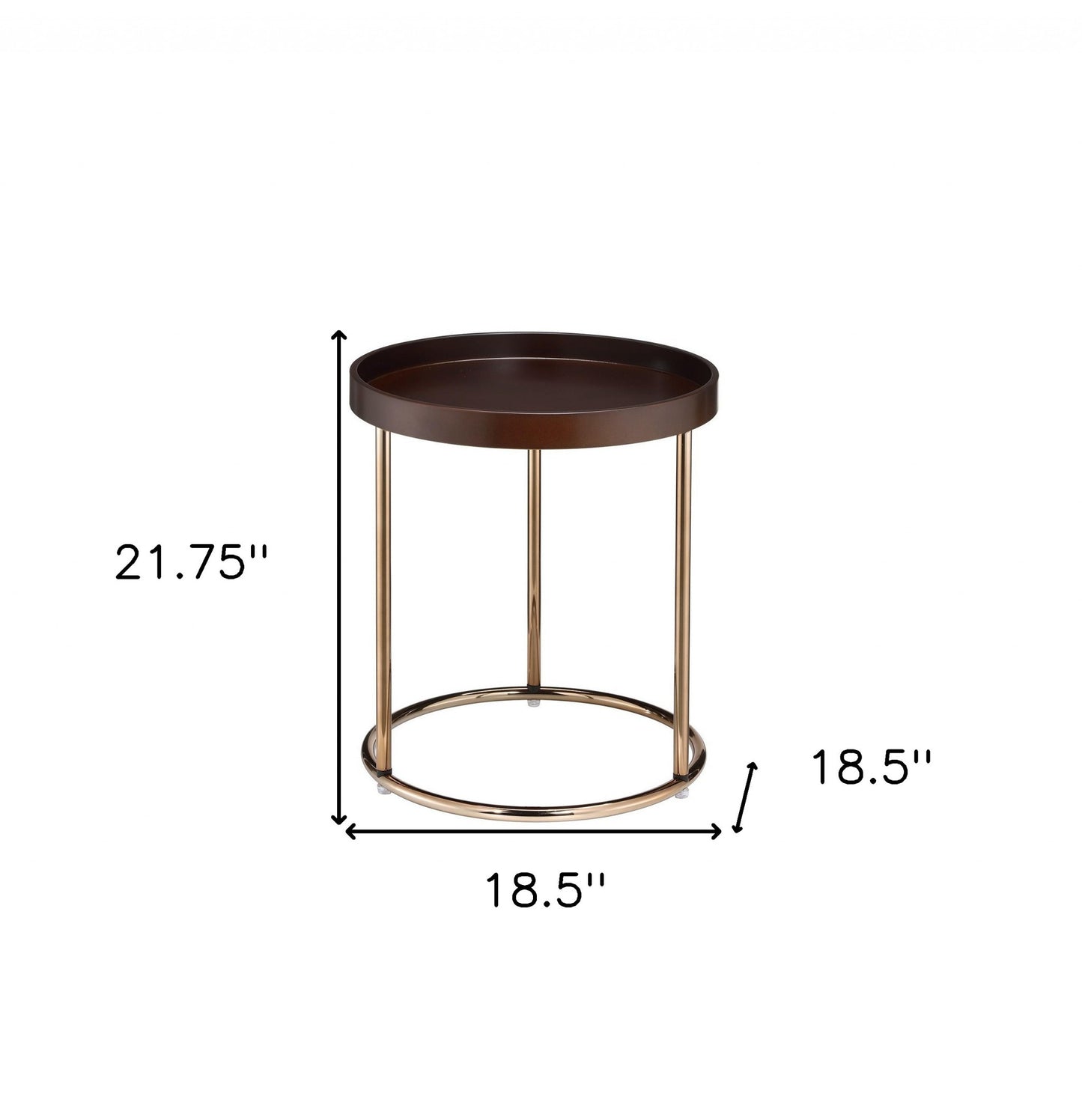 22" Copper And Brown Round End Table