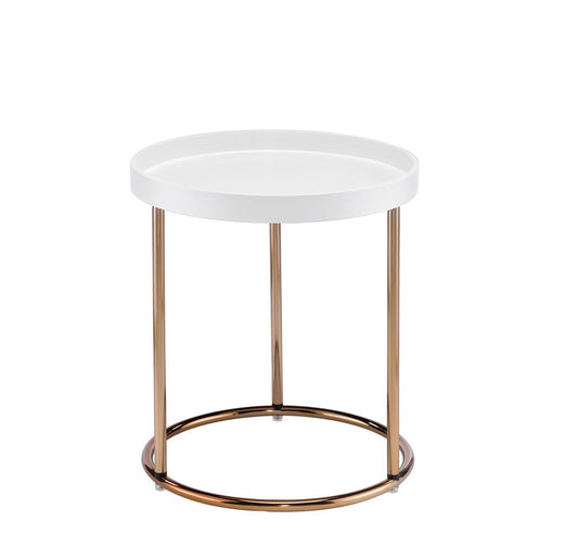 22" Copper And White Round End Table HomeRoots