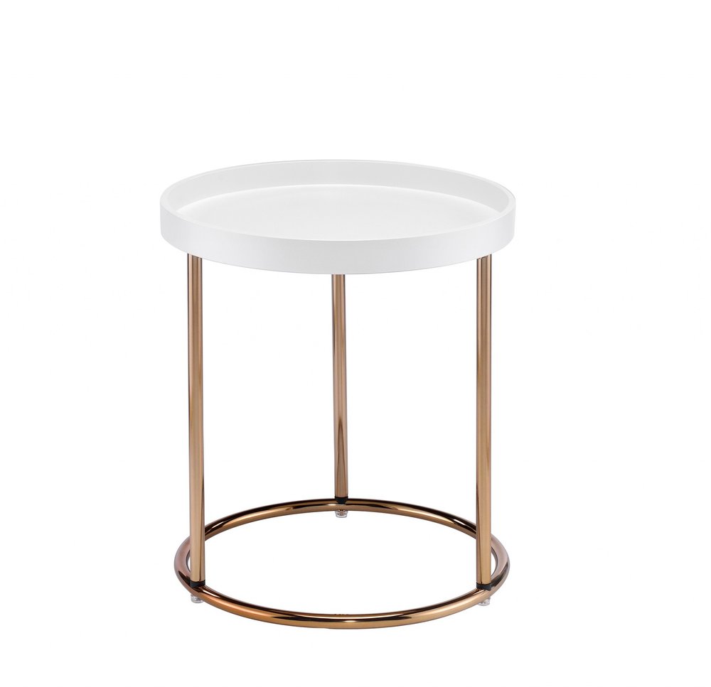 22" Copper And White Round End Table HomeRoots