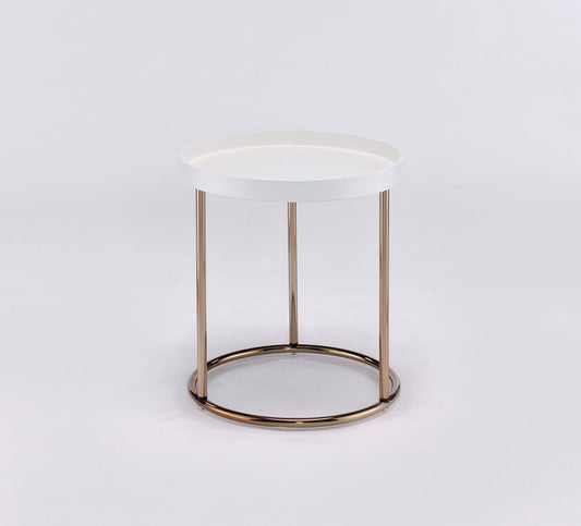 22" Copper And White Round End Table HomeRoots