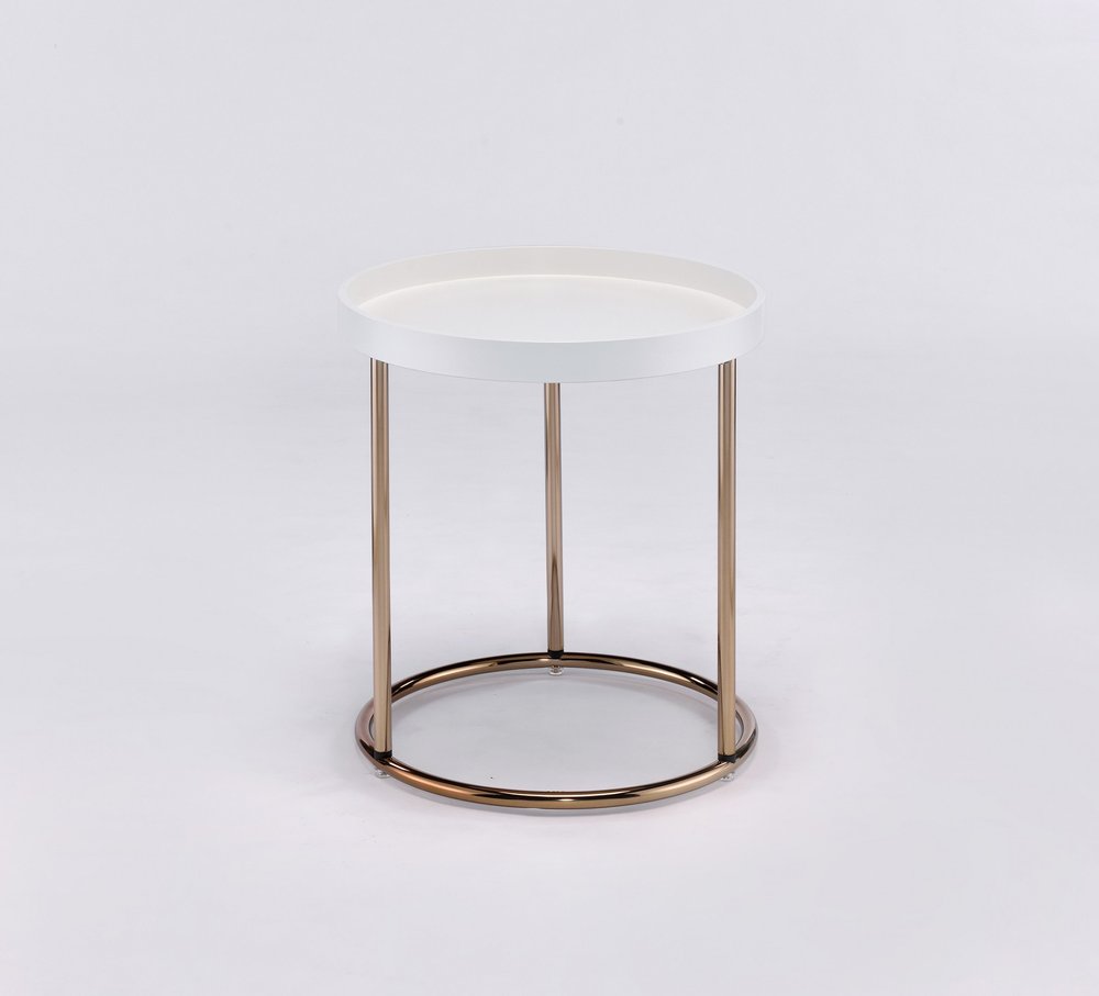 22" Copper And White Round End Table HomeRoots