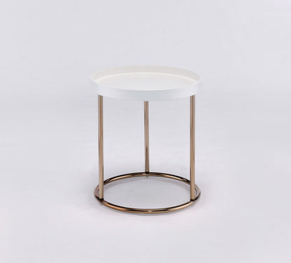22" Copper And White Round End Table HomeRoots
