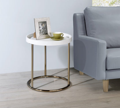 22" Copper And White Round End Table HomeRoots