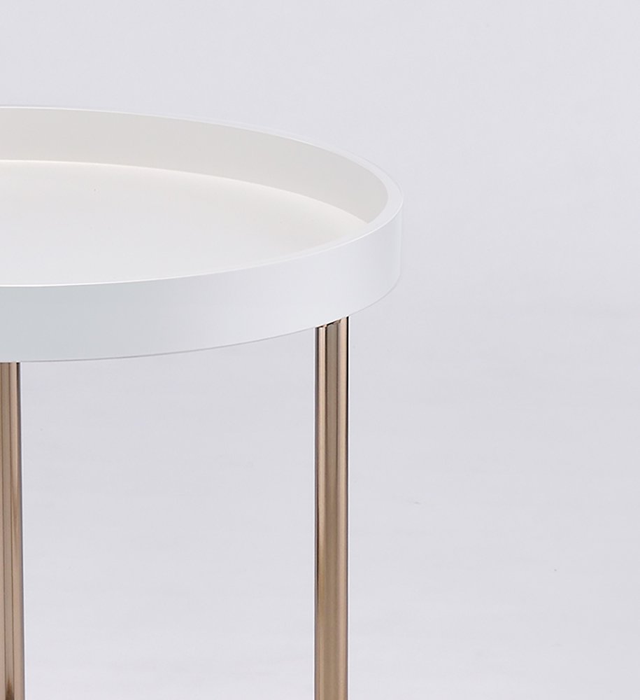 22" Copper And White Round End Table HomeRoots