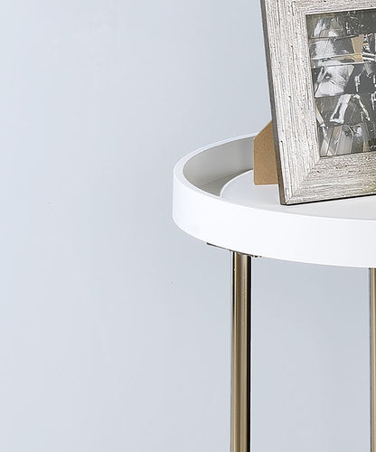 22" Copper And White Round End Table HomeRoots