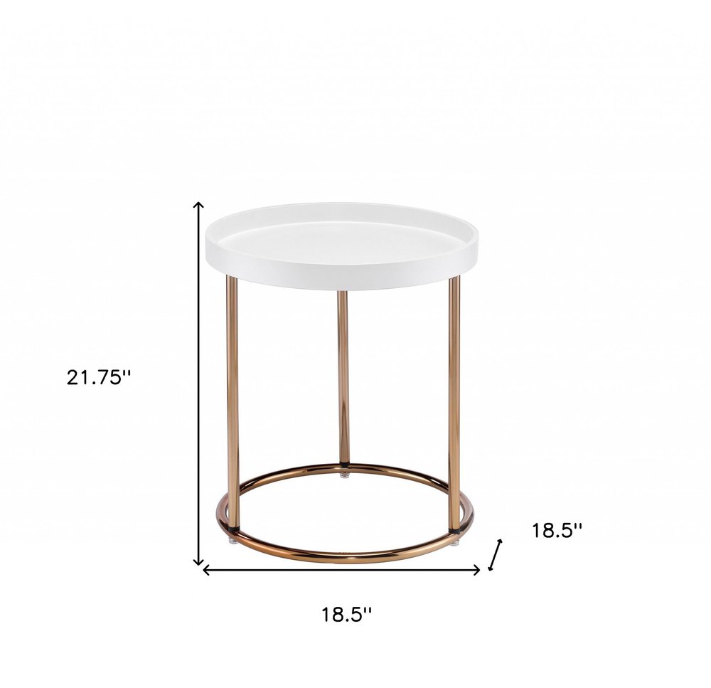 22" Copper And White Round End Table HomeRoots