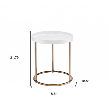 22" Copper And White Round End Table HomeRoots