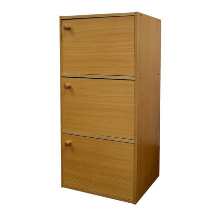 36" Natural Wood Three Tier Bookcase