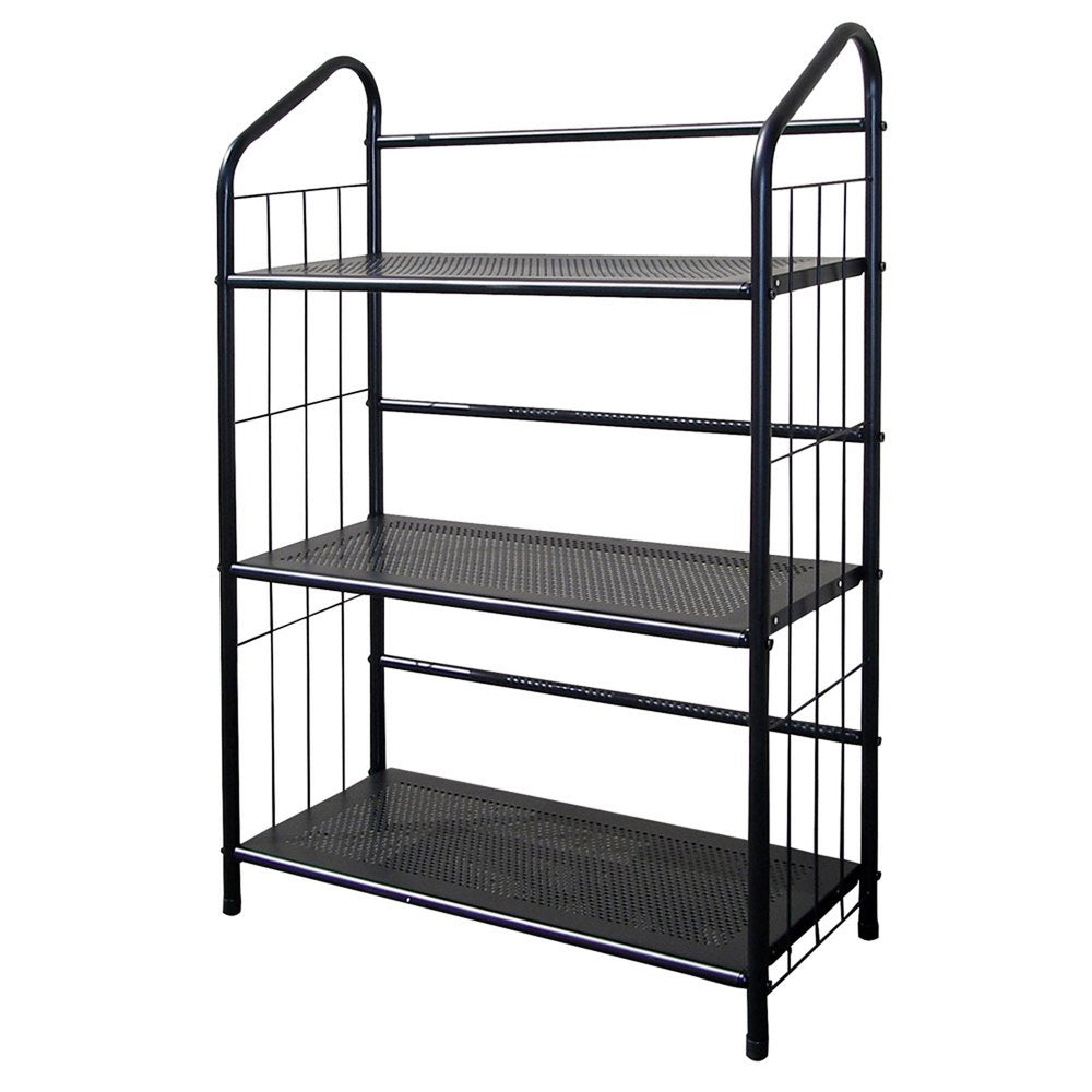 37" Black Metal Three Tier Bookcase HomeRoots