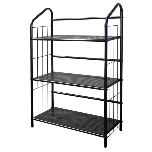 37" Black Metal Three Tier Bookcase