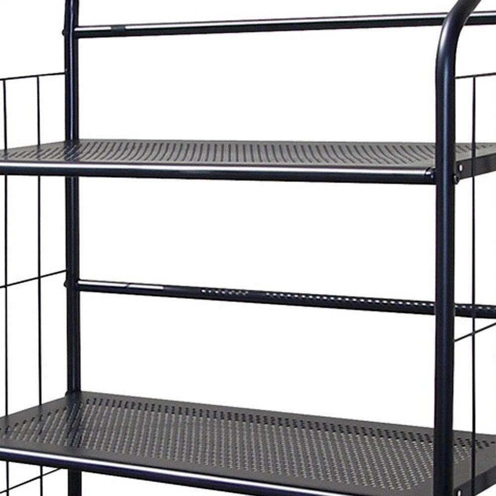 37" Black Metal Three Tier Bookcase HomeRoots