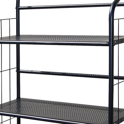 37" Black Metal Three Tier Bookcase HomeRoots
