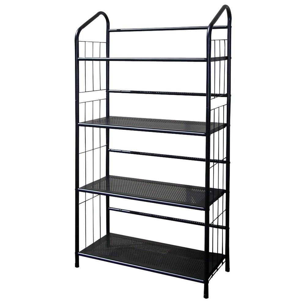 49" Black Metal Four Tier Bookcase HomeRoots