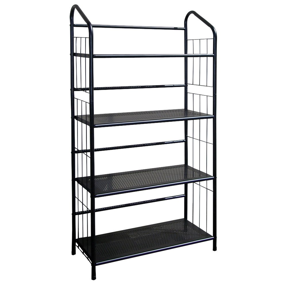 49" Black Metal Four Tier Bookcase HomeRoots