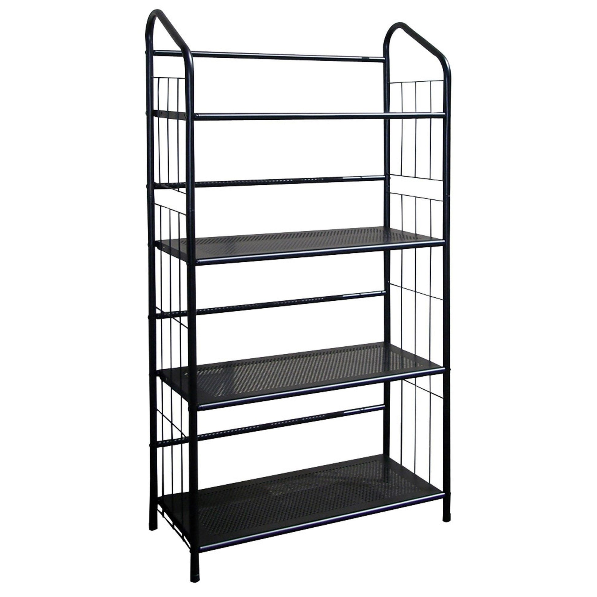 Black Four Shelf Metal Standing Book Shelf - FurniFindUSA