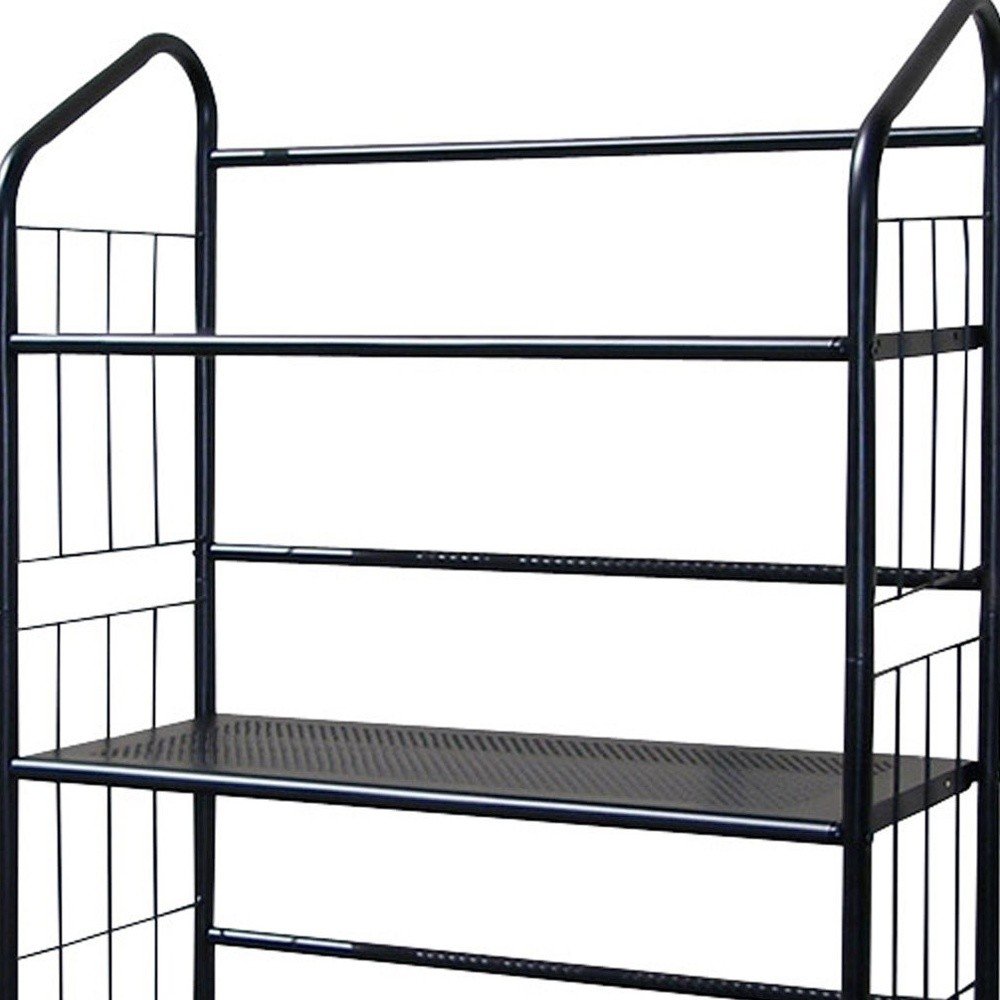 49" Black Metal Four Tier Bookcase HomeRoots