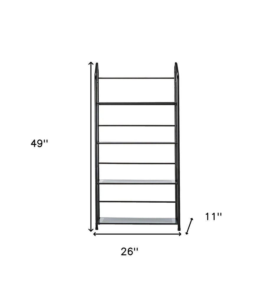 49" Black Metal Four Tier Bookcase HomeRoots