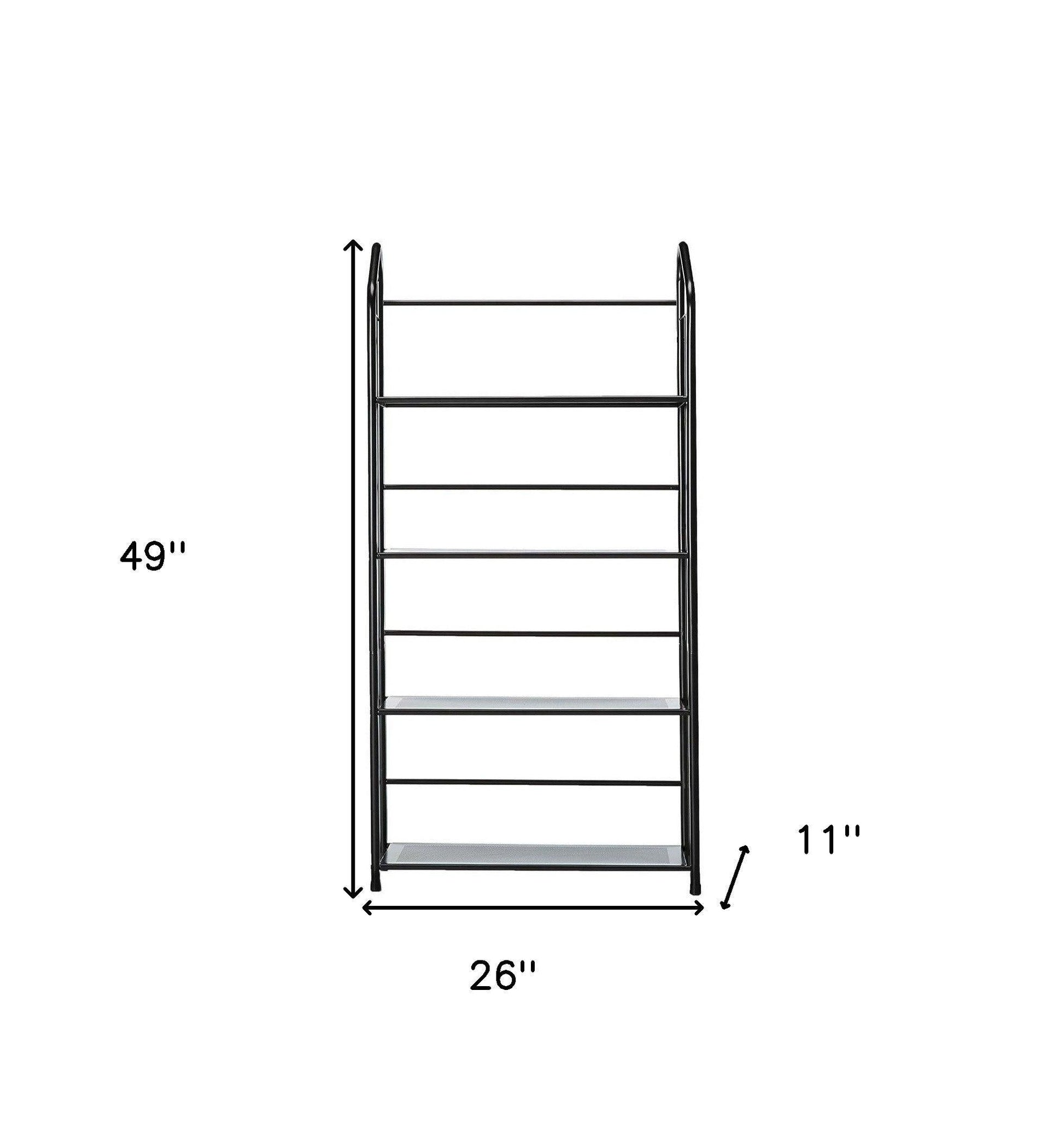 Black Four Shelf Metal Standing Book Shelf - FurniFindUSA