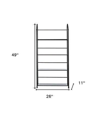 Black Four Shelf Metal Standing Book Shelf - FurniFindUSA