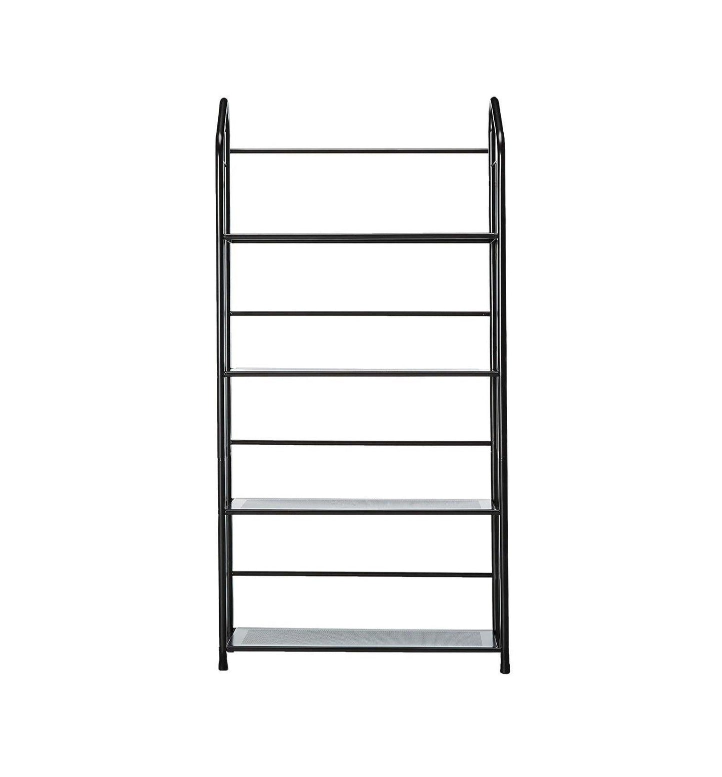 Black Four Shelf Metal Standing Book Shelf - FurniFindUSA