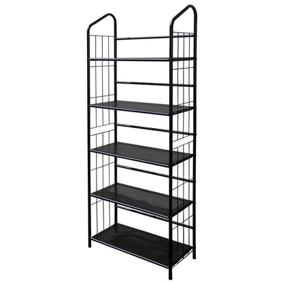 64" Black Metal Five Tier Bookcase HomeRoots