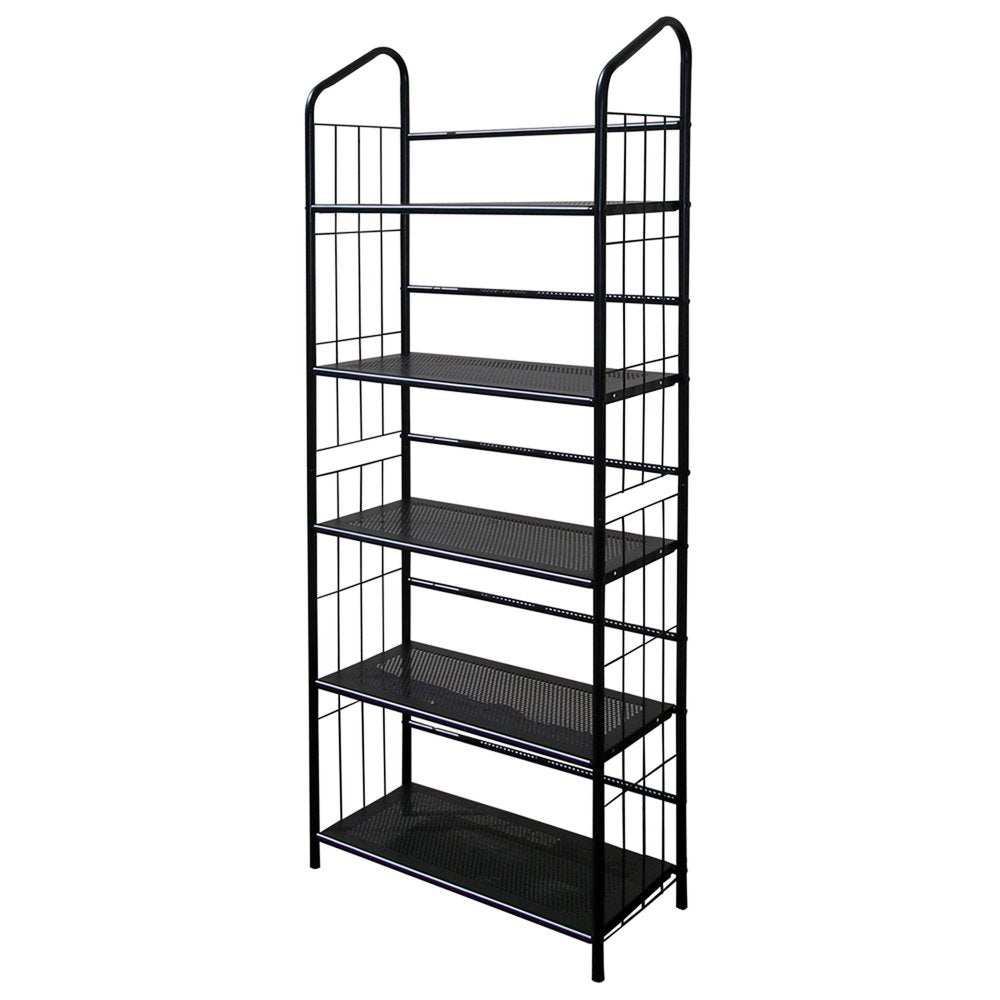 64" Black Metal Five Tier Bookcase HomeRoots