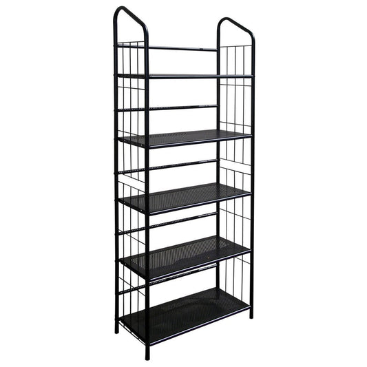 64" Black Metal Five Tier Bookcase