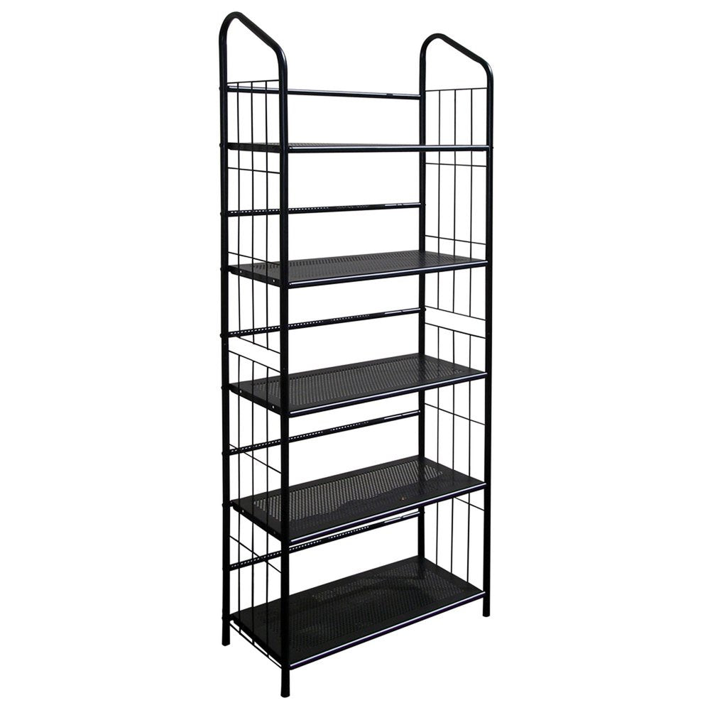 64" Black Metal Five Tier Bookcase HomeRoots