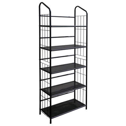 64" Black Metal Five Tier Bookcase HomeRoots