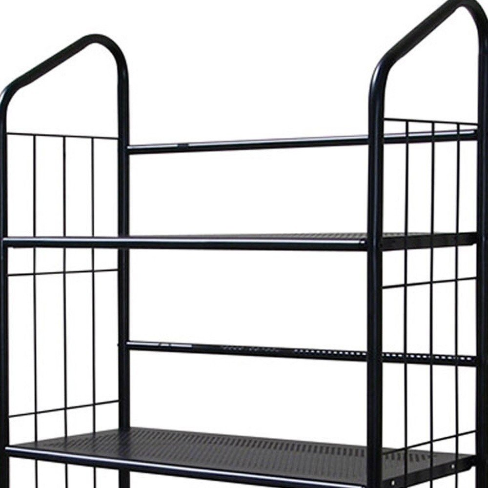 64" Black Metal Five Tier Bookcase HomeRoots