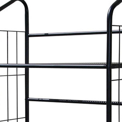 Black Five Shelf Metal Standing Book Shelf - FurniFindUSA