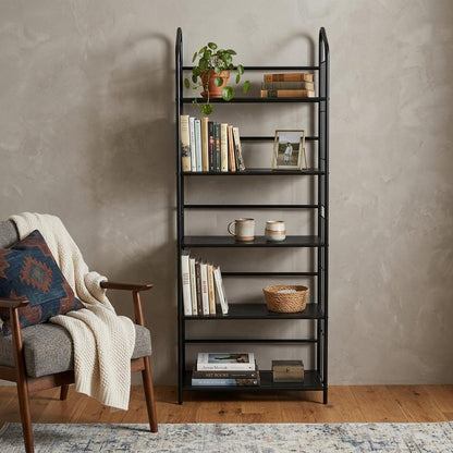 64" Black Metal Five Tier Bookcase HomeRoots