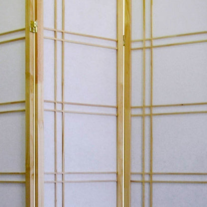 70" Brown And White Heavy Duty Rice Paper Folding Three Panel Screen Room Divider HomeRoots