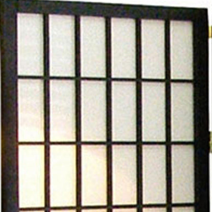 70" Black And White Heavy Duty Rice Paper Folding Three Panel Screen Room Divider HomeRoots