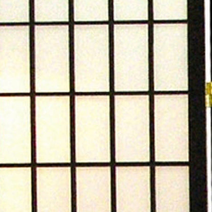 70" Black And White Heavy Duty Rice Paper Folding Four Panel Screen Room Divider HomeRoots