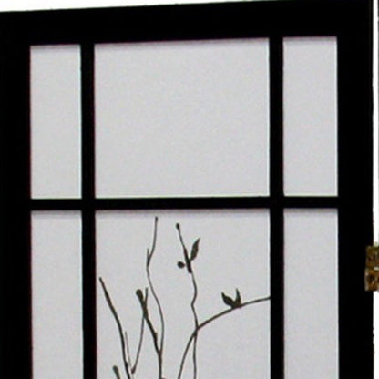 70" Black And White Heavy Duty Rice Paper Folding Three Panel Screen Room Divider HomeRoots