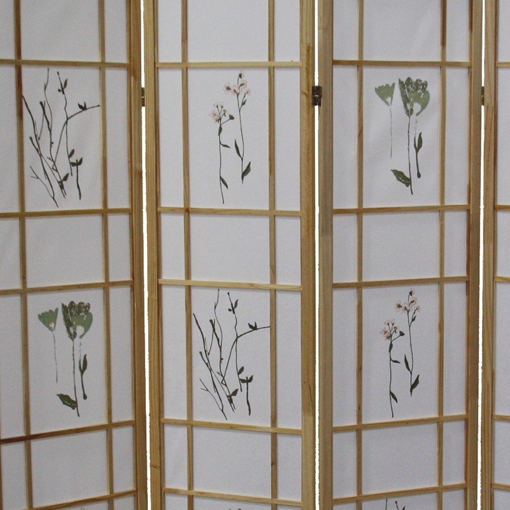 70" Natural Heavy Duty Rice Paper Folding Four Panel Screen Room Divider HomeRoots