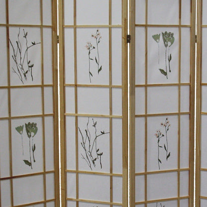 70" Natural Heavy Duty Rice Paper Folding Four Panel Screen Room Divider HomeRoots