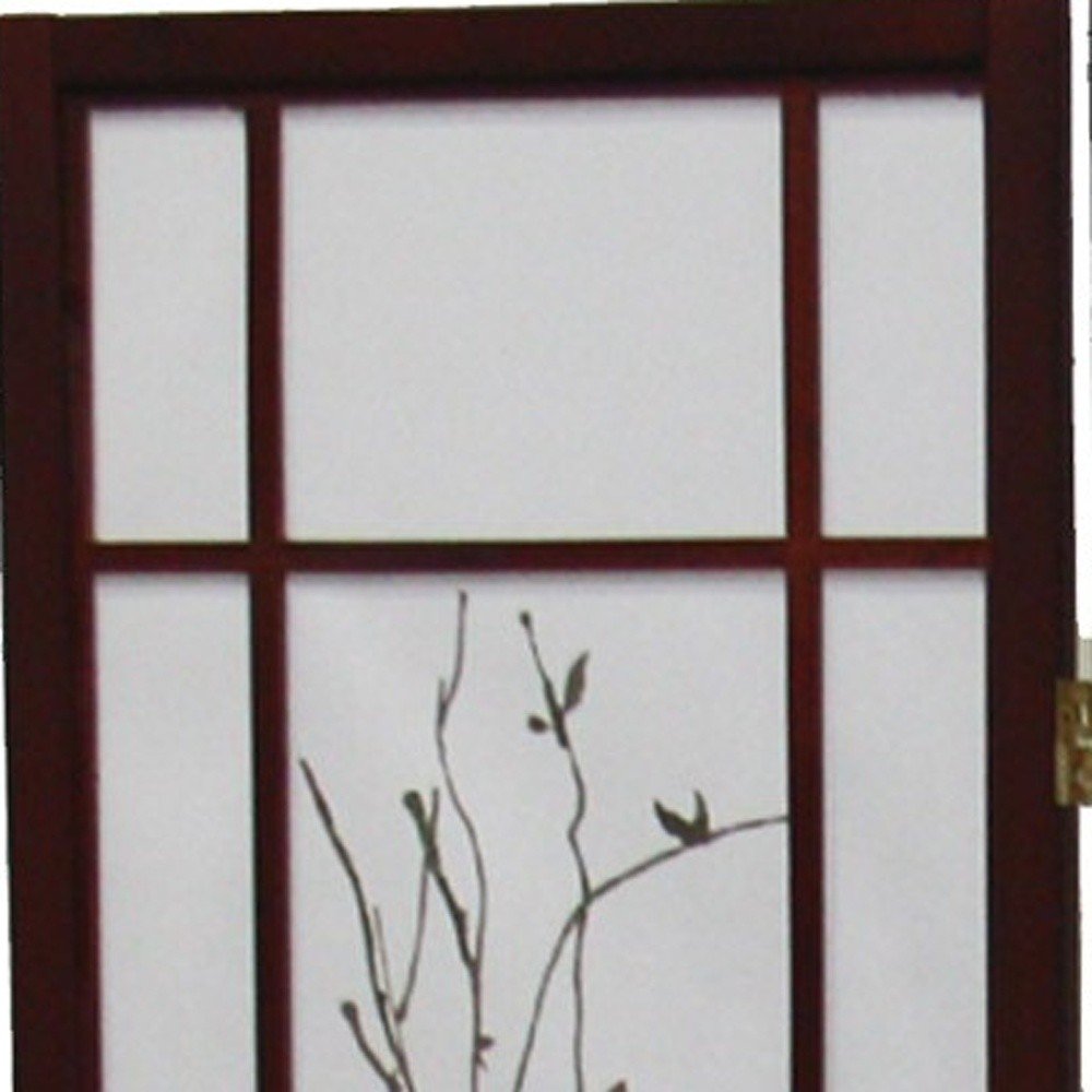 70" Brown Heavy Duty Rice Paper Folding Three Panel Screen Room Divider HomeRoots