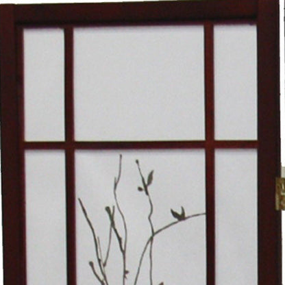 70" Brown Heavy Duty Rice Paper Folding Three Panel Screen Room Divider HomeRoots