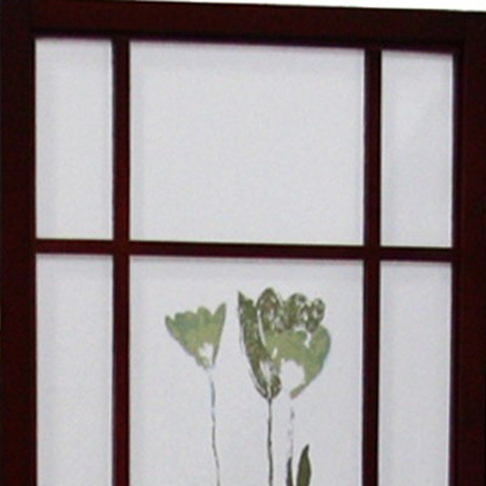 70" Brown Heavy Duty Rice Paper Folding Four Panel Screen Room Divider HomeRoots