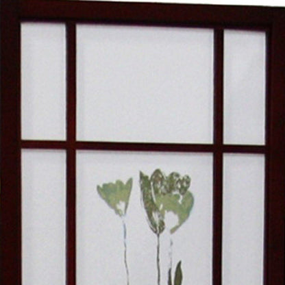 70" Brown Heavy Duty Rice Paper Folding Four Panel Screen Room Divider HomeRoots