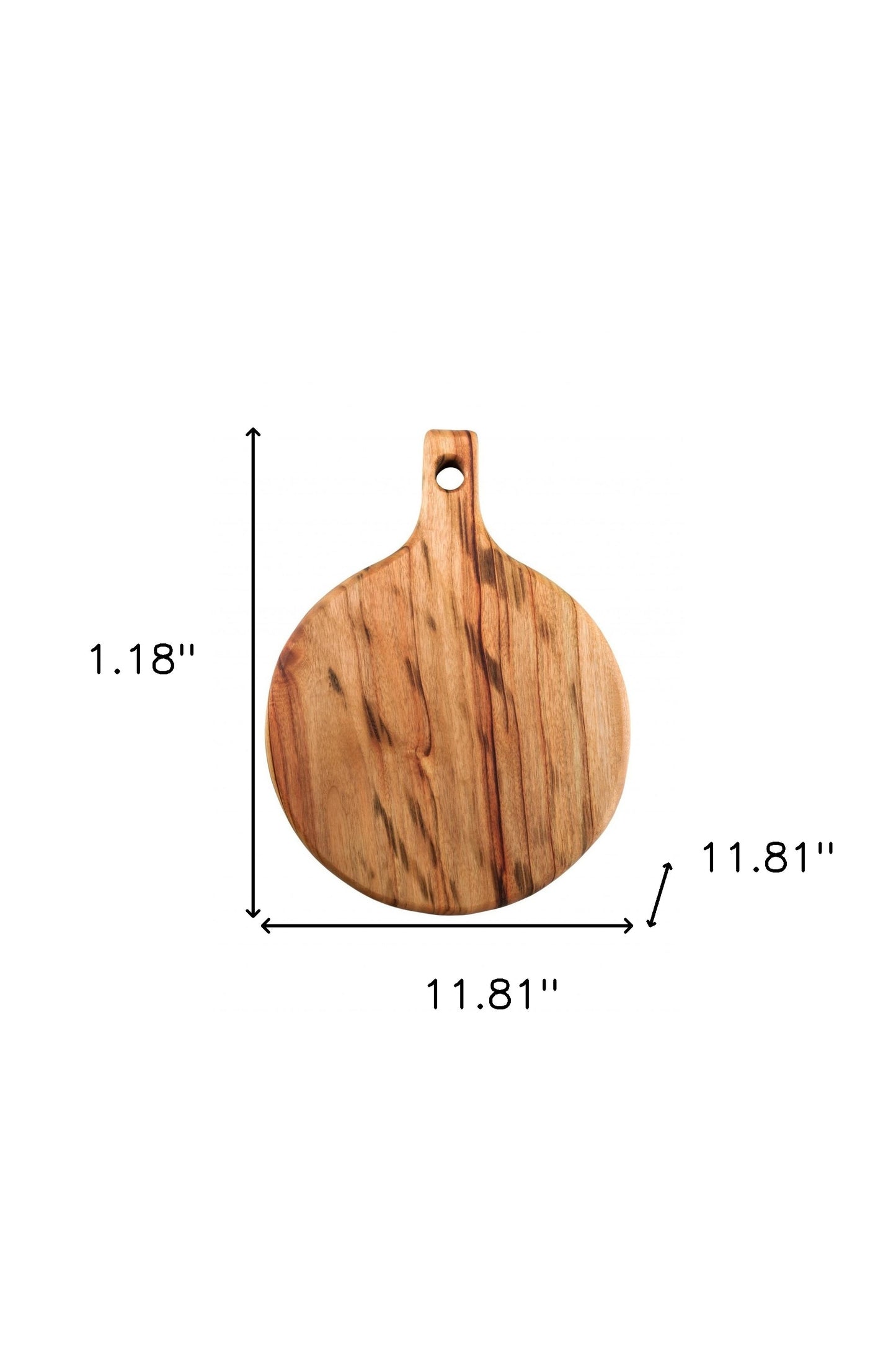 12" Natural Wood Anti Bacterial Round Pizza Paddle Board